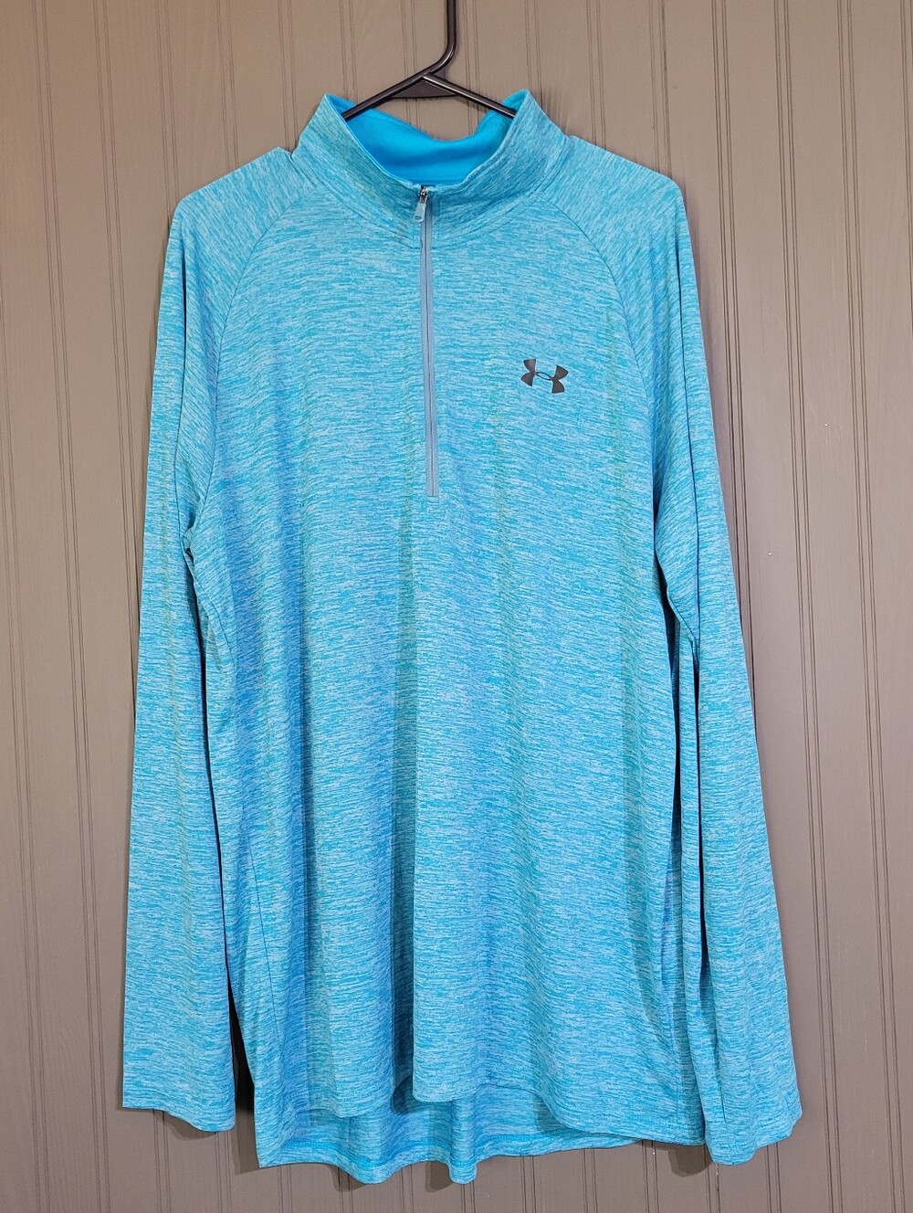 Under Armour Tech Quarter Zip Long Sleeve Athletic Shirt Loose Teal Men's XLT